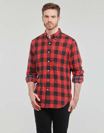 Textil Muži Košile s dlouhymi rukávy Polo Ralph Lauren CHEMISE COUPE DROITE EN FLANELLE Červená / Černá