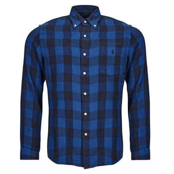 Textil Muži Košile s dlouhymi rukávy Polo Ralph Lauren CHEMISE COUPE DROITE EN FLANELLE Modrá / Černá