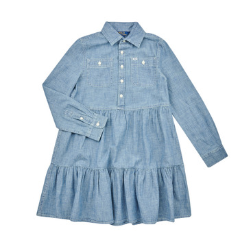Textil Dívčí Krátké šaty Polo Ralph Lauren SHIRTDRESS-DRESSES-DAY DRESS Modrá / Džínová modř
