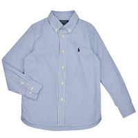 Textil Chlapecké Košile s dlouhymi rukávy Polo Ralph Lauren SLIM FIT-TOPS-SHIRT Modrá / Bílá