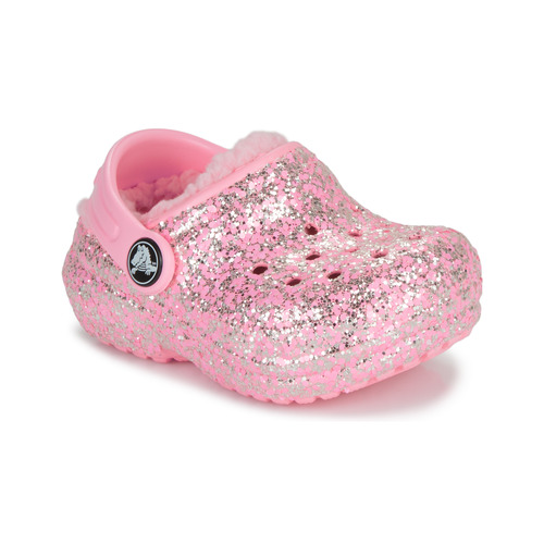 Boty Dívčí Pantofle Crocs Classic Lined Glitter Clog T Růžová