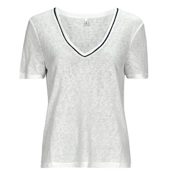 Textil Ženy Trička s krátkým rukávem Only ONLDORIT S/S V-NECK SHINE TOP JRS Bílá