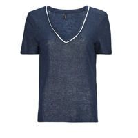 Textil Ženy Trička s krátkým rukávem Only ONLDORIT S/S V-NECK SHINE TOP JRS Tmavě modrá