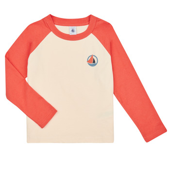 Textil Chlapecké Trička s dlouhými rukávy Petit Bateau LOCAS Bílá / Oranžová