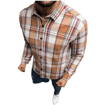 Textil Muži Košile s dlouhymi rukávy Ozonee Pánská košile Kenan camel Hnědá