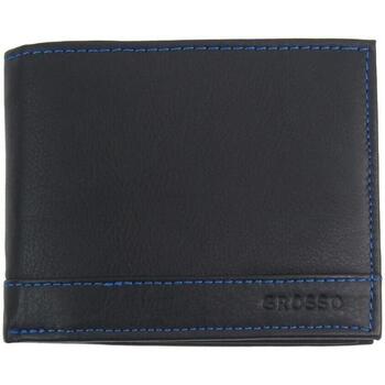 Taška Muži Náprsní tašky Grosso Kožená černá pánská peněženka s modrou nití v krabičce Černá