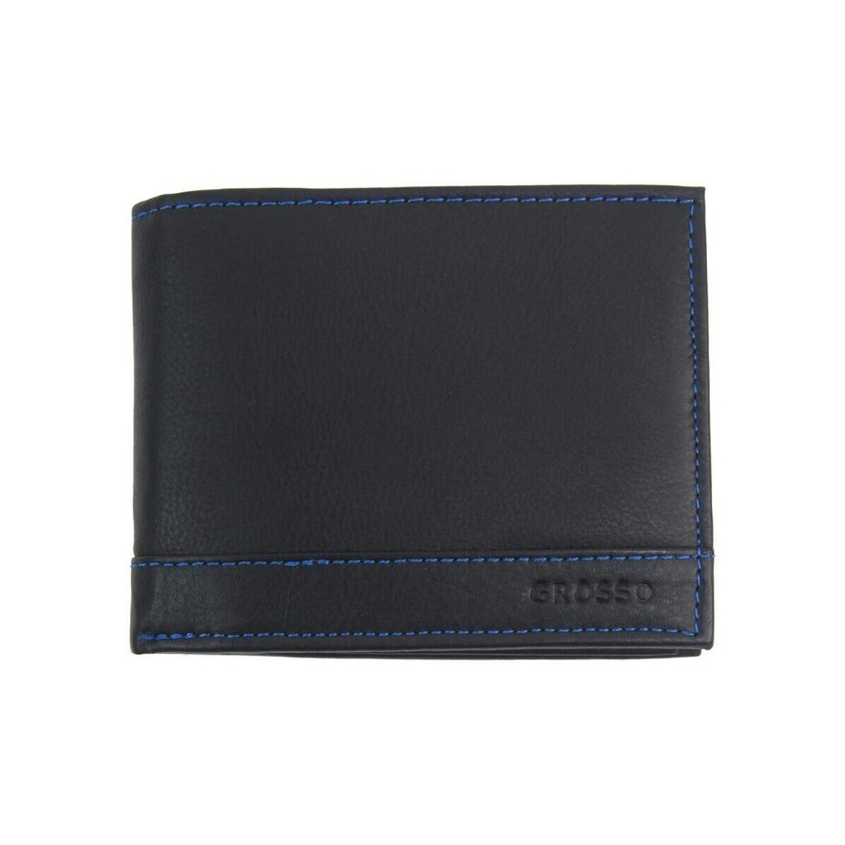 Taška Muži Náprsní tašky Grosso Kožená černá pánská peněženka s modrou nití v krabičce Černá