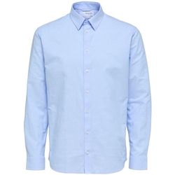 Textil Muži Košile s dlouhymi rukávy Selected Regnew-Linen - Cashmere Blue Modrá