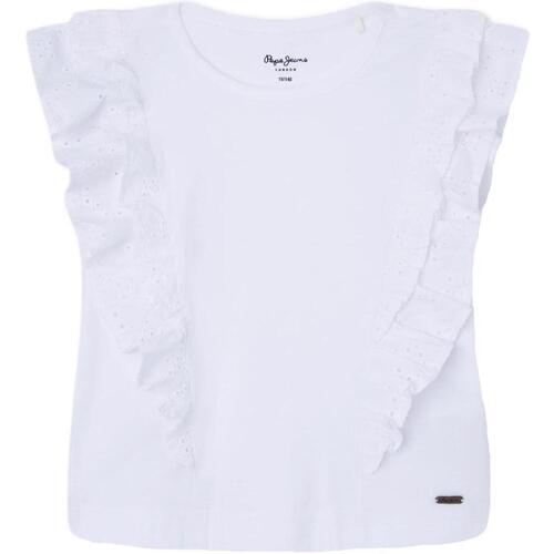 Textil Dívčí Trička s krátkým rukávem Pepe jeans  Bílá
