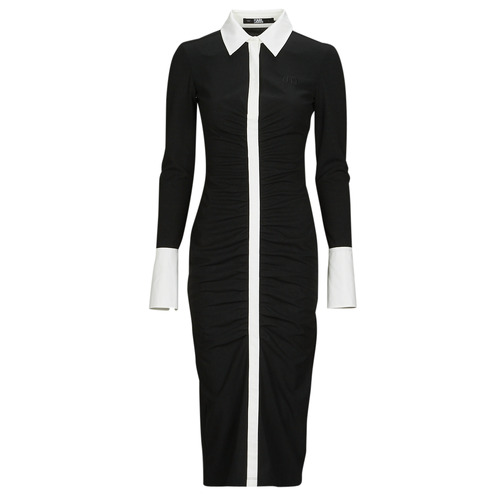 Textil Ženy Společenské šaty Karl Lagerfeld LSLV POLO DRESS Černá / Bílá