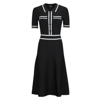 Textil Ženy Společenské šaty Karl Lagerfeld S SLV KNIT DRESS Černá / Bílá