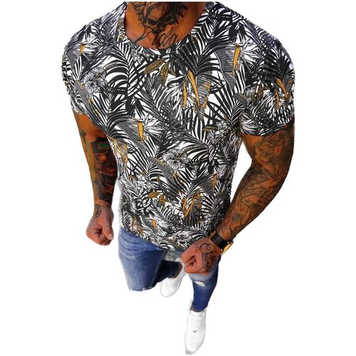 Textil Muži Trička s krátkým rukávem Ozonee Pánské tričko Injures bílá-černá Bílá/Černá