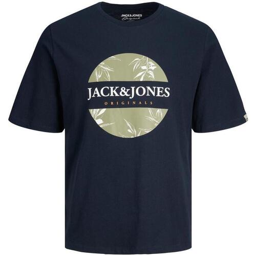 Textil Muži Trička s krátkým rukávem Jack & Jones  Modrá
