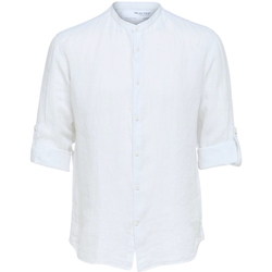 Textil Muži Košile s dlouhymi rukávy Selected Regkylian-Linen - Bright White Bílá