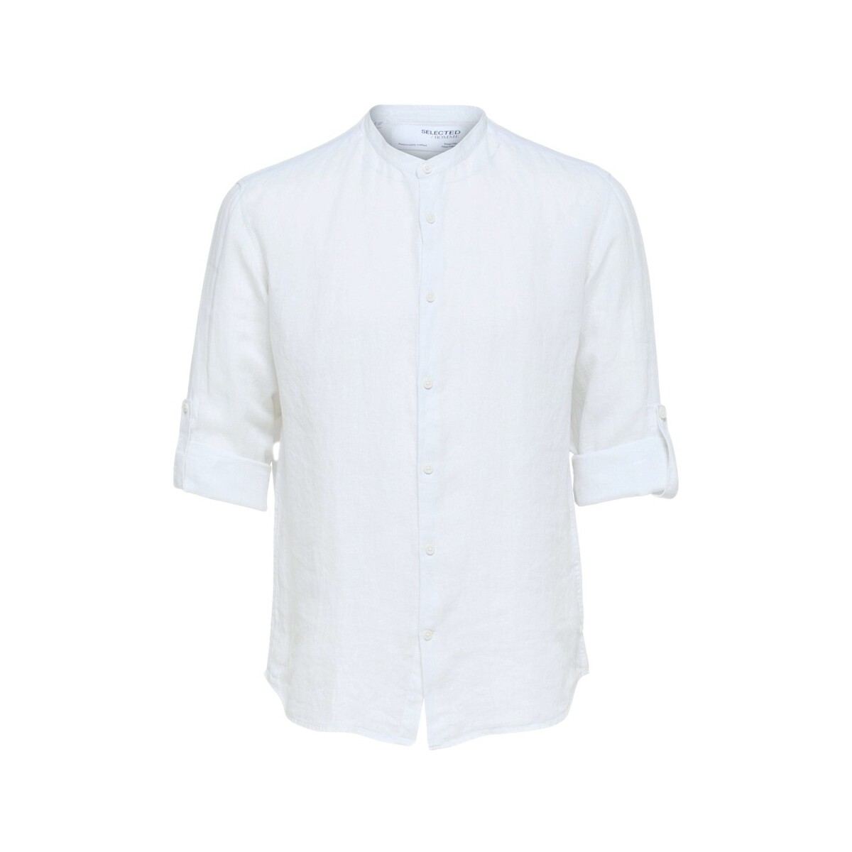 Textil Muži Košile s dlouhymi rukávy Selected Regkylian-Linen - Bright White Bílá