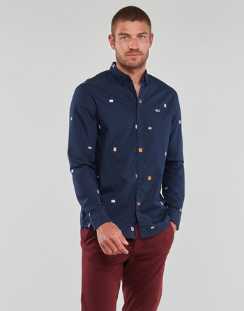 Textil Muži Košile s dlouhymi rukávy Tommy Jeans TJM CLSC FLAG CRITTER SHIRT Tmavě modrá