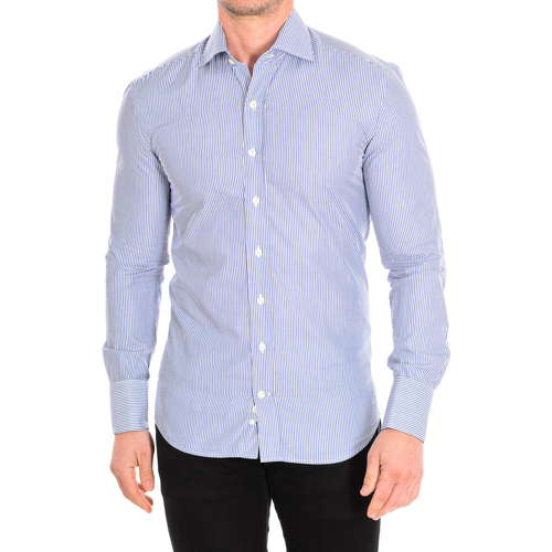 Textil Muži Košile s dlouhymi rukávy CafÃ© Coton BIGARADE05-SLIM-55DC Modrá