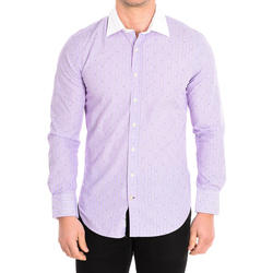 Textil Muži Košile s dlouhymi rukávy Cafe' Coton BOUSCAULT18-101WHLS Fialová