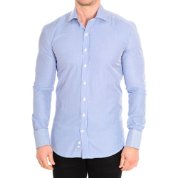 Textil Muži Košile s dlouhymi rukávy Cafe' Coton ORLANDO4-SLIM-G-55DC Modrá