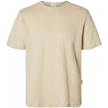 Selected T-Shirt Bet Linen - Oatmeal Béžová