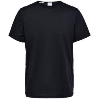 Selected Trička & Pola T-Shirt Bet Linen - Black - Černá