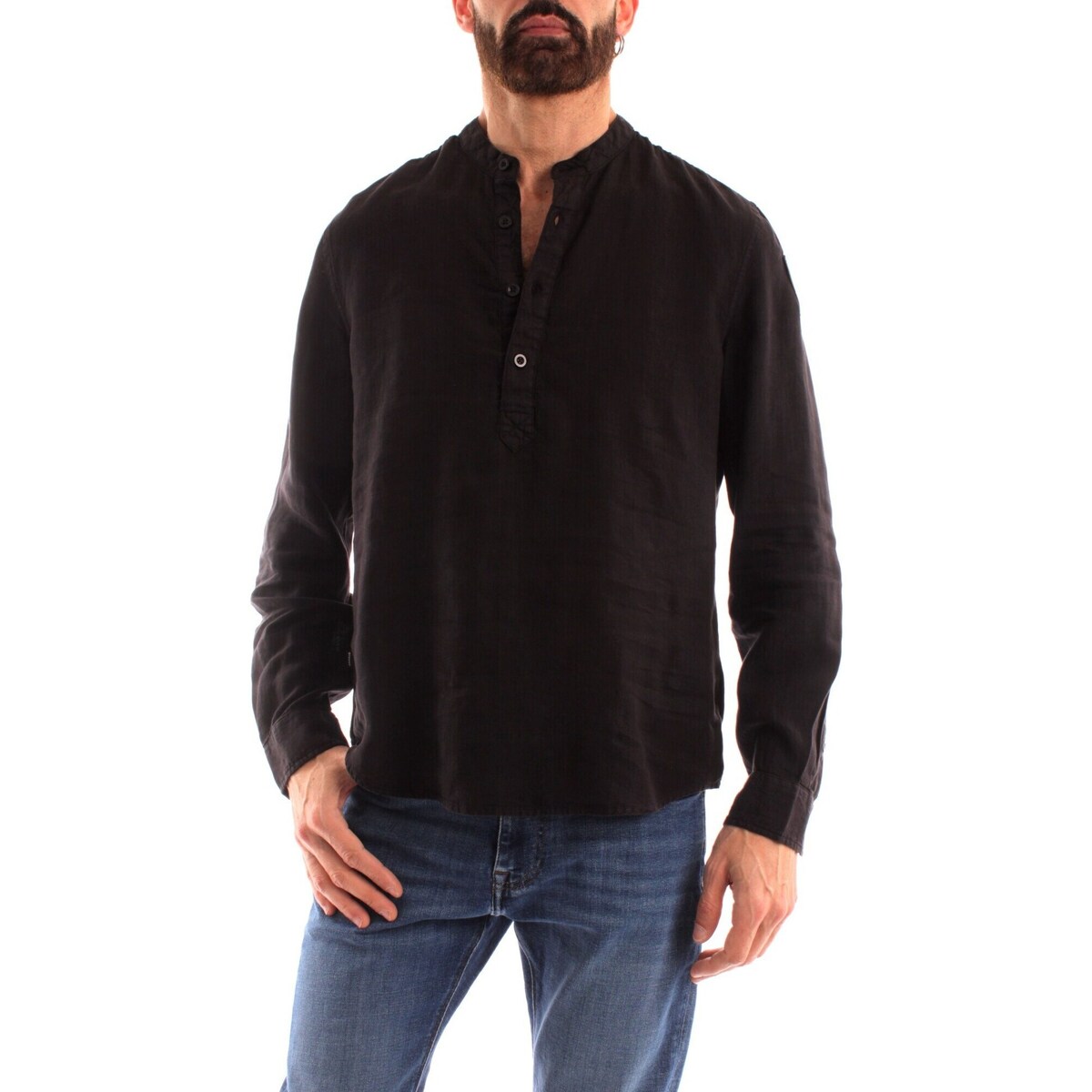 Textil Muži Košile s dlouhymi rukávy Blauer 23SBLUS01344 Černá