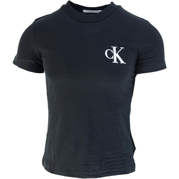 Textil Ženy Tílka / Trička bez rukávů  Calvin Klein Jeans Organic Cotton Logo T-Shirt Černá