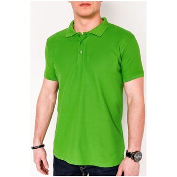 Ombre Pánské basic polo tričko Sheer světle zelené Zelená