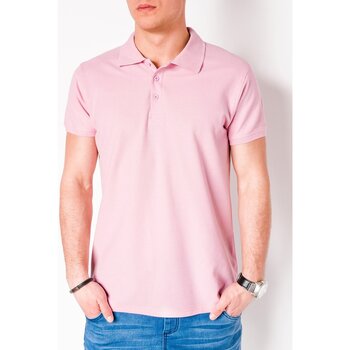 Ombre Pánské basic polo tričko Sheer světle růžové Růžová