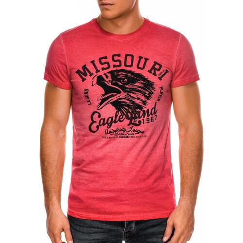 Textil Muži Trička s krátkým rukávem Ombre Pánské tričko s potiskem Missouri červené Červená
