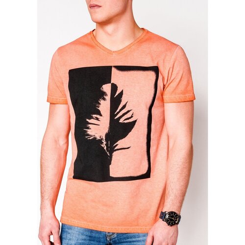 Textil Muži Trička s krátkým rukávem Ombre Pánské tričko s potiskem Retreat oranžové Oranžová