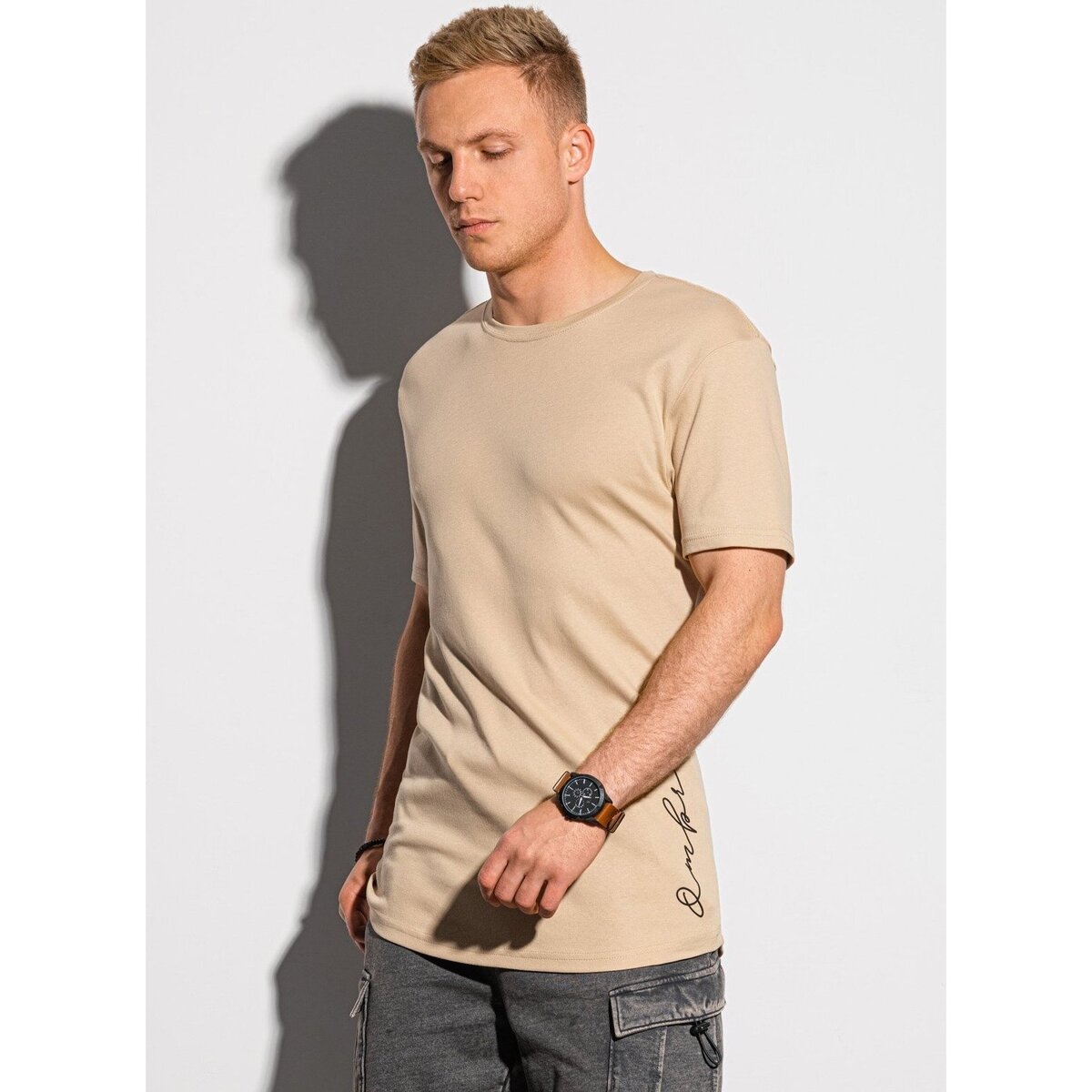 Textil Muži Trička s krátkým rukávem Ombre Pánské tričko s potiskem Gustav béžová Béžová