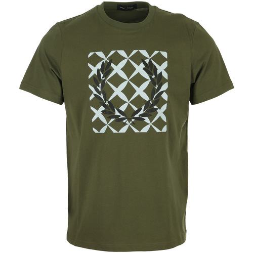 Textil Muži Trička s krátkým rukávem Fred Perry Cross Stitch Printed T-Shirt Zelená