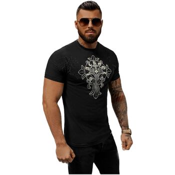 Textil Muži Trička s krátkým rukávem Ozonee Pánské tričko s potiskem Yyomu černá Černá
