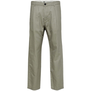 Selected Kalhoty Relaxed Jones Linen - Vetiver - Zelená