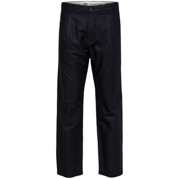Textil Muži Kalhoty Selected Relaxed Jones Linen - Black Černá