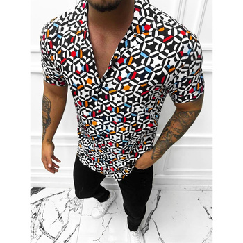 Textil Muži Košile s dlouhymi rukávy Ozonee Pánská košile s krátkým rukávem Cactus barevná M Bílá