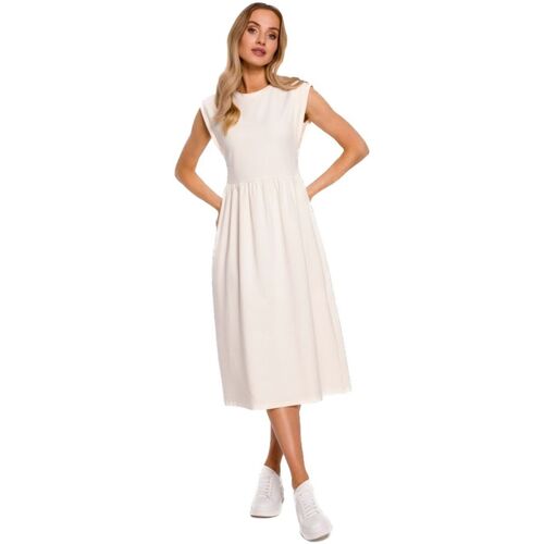 Textil Ženy Krátké šaty Made Of Emotion Dámské midi šaty Gyonihn M581 krémová Béžová