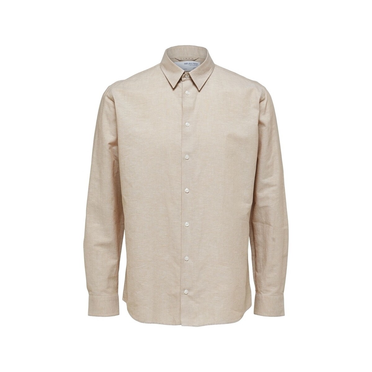 Textil Muži Košile s dlouhymi rukávy Selected Regnew-Linen - Kelp Béžová