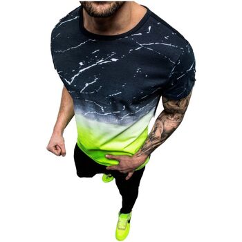 Textil Muži Trička s krátkým rukávem Ozonee Pánské tričko Rarli tmavá modrá-zelená Modrá tmavá/Zelená
