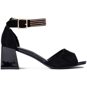 Pk Trendy  sandály dámské černé na širokém podpatku 
