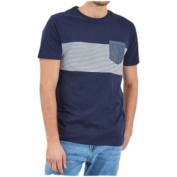 Textil Muži Trička s krátkým rukávem Piazza Italia Pánské tričko s kapsičkou Pocket navy S Tmavě modrá