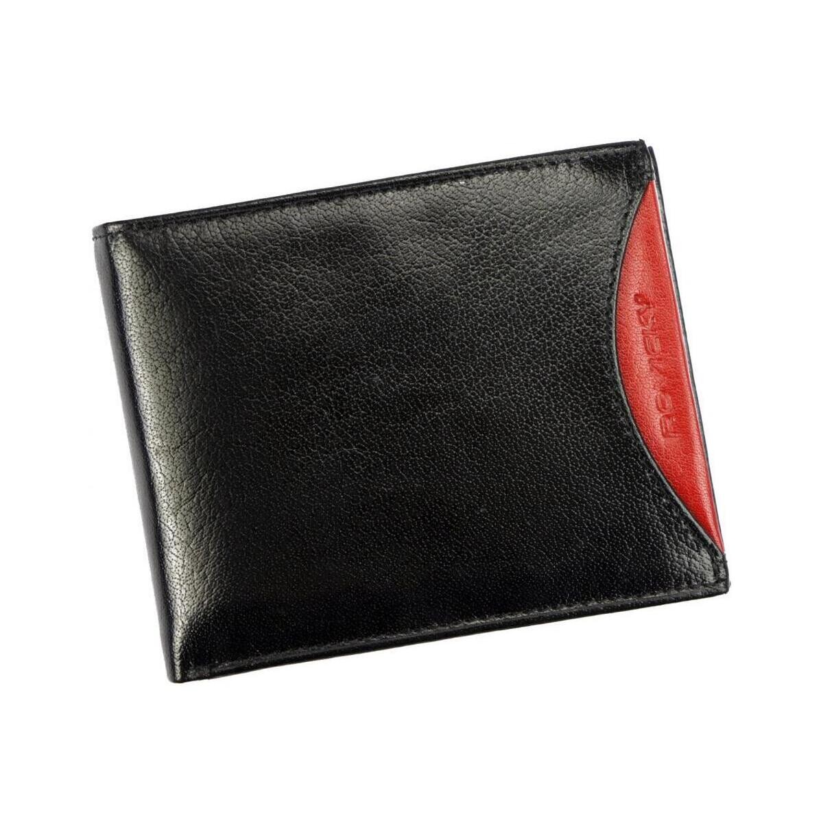 Taška Muži Náprsní tašky Rovicky Černo-červená kožená pánská peněženka RFID v krabičce Černá