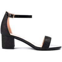 Boty Ženy Sandály Pk Výborné černé dámské  sandály na širokém podpatku 