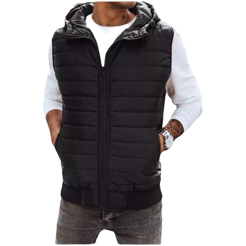 Textil Muži Bundy D Street Pánská prošívaná vesta s kapucí List černá Černá