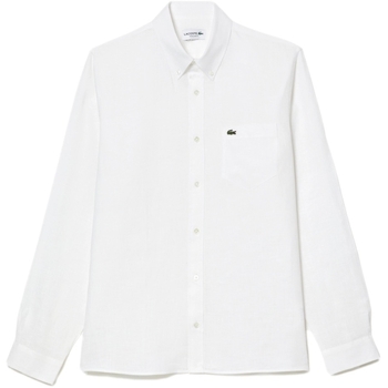 Textil Muži Košile s dlouhymi rukávy Lacoste Linen Casual Shirt - Blanc Bílá