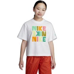 Textil Dívčí Trička s krátkým rukávem Nike CAMISETA NIA  BOXY PRINT DZ3579 Bílá