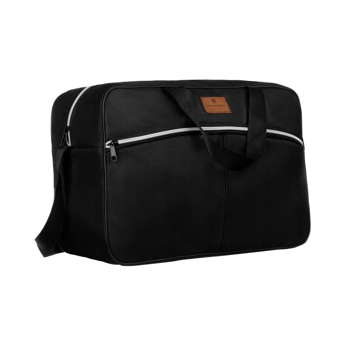 Taška Cestovní tašky Peterson Cestovní taška Gemos černo-stříbrná Černá