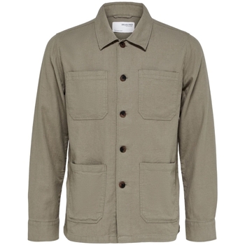 Textil Muži Košile s dlouhymi rukávy Selected Brody Linen Shirt - Vetiver Zelená