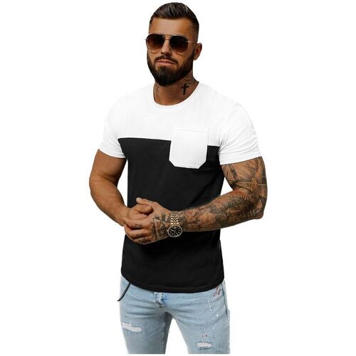 Textil Muži Trička s krátkým rukávem Ozonee Pánské tričko s krátkým rukávem Nivalis černo-bílá Bílá/Černá